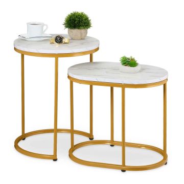 Kohvilaudade komplekt Relaxdays, 2 tk, valge/kuldne