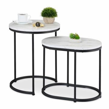 Kohvilaudade komplekt Relaxdays, 2 tk, valge/must