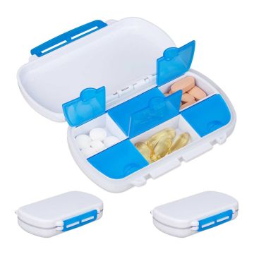 Дорожные таблетницы Relaxdays 10028650.0, 3 шт., по 6 отделений, 12 × 2,5 × 7,5 см