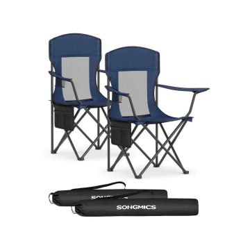 SONGMICS Camping Chairs, 2 pcs, Blue, 51.5 × 86.5 × 97 cm