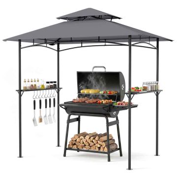 BBQ Gazebo, 2 Shelves, 8 Hooks, 245 × 248 × 151 cm