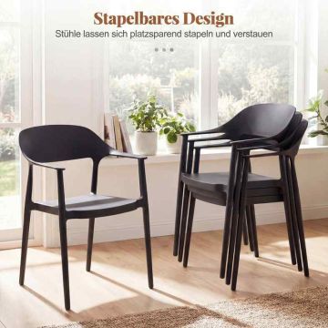 Set of four folding dining chairs, black, made of PP material, 150 kg capacity