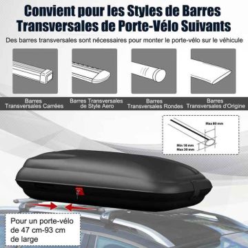Hard car roof box, 250 l, Black, 132 × 77 × 31 cm