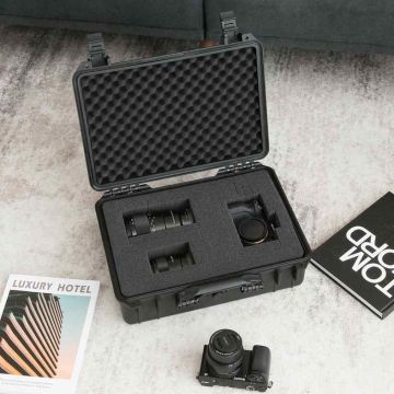 Hard case, with adjustable foam, Black, 34 × 31 × 16 cm