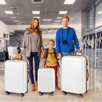 Hard-shell suitcase set, 3 pcs., with TSA lock, telescopic aluminum handle, 4 wheels, white