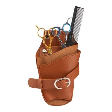 Чехол для инструментов парикмахера ActiveShop, 3 кармана, 4 отделения, Коричневый, 11 × 21,5 см