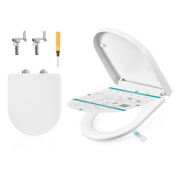SONGMICS Toilet Seat, O-Shaped, White, 42.5 × 36.8 cm