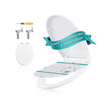 SONGMICS Toilet Seat, O-Shaped, White, 44.6 × 37 cm