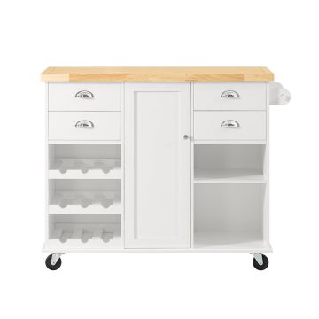 Кухонная тележка 107x45x93см., белого/светло-коричневого цвета
