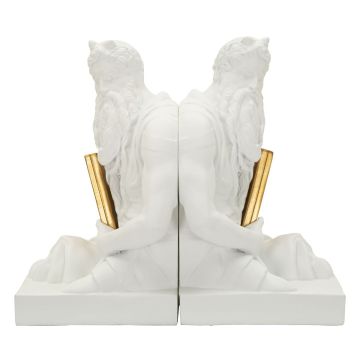 Poseidon Bookend Set, 2-Piece, White and Gold, 25.5 × 22.3 × 15 cm