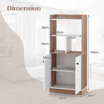 Bookshelf, 4 cubes, 3 tiers, white/natural, 60 × 140 × 30 cm