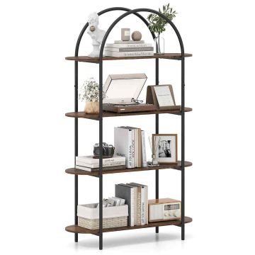 Bookshelf, 4-tier, brown/black, 95 × 156 × 34 cm
