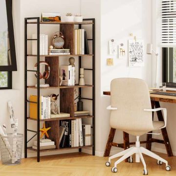 Bookshelf, 5-tier, Brown, 74 × 154 × 30 cm