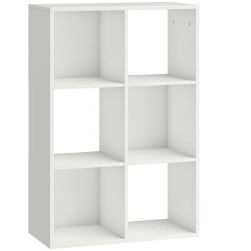 Книжный стеллаж, 6 ячеек кубической формы, Белый, 61,5 × 91,5 × 29,5 см