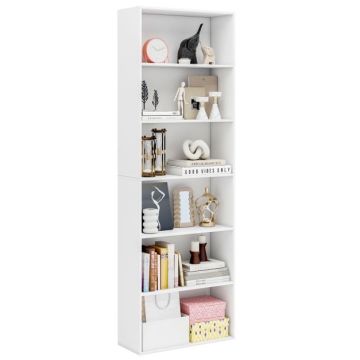 Bookshelf, 6 levels, White, 60 × 178 × 23.5 cm