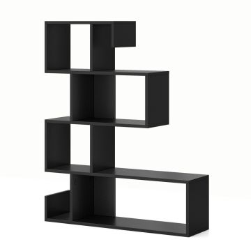 Bookshelf, S-shaped, 5-tier, Black, 80.01 × 100.33 × 39.5 cm