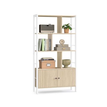 Raamaturiiul VASAGLE LBC022B01, 4 avatud riiulit, pruun ja must, 74 × 154,5 × 30 cm