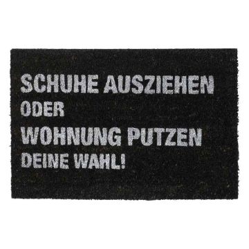 Kookosest uksematt Relaxdays, Valge/must, 60 × 40 cm