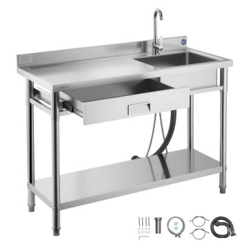 Kaubanduslik köögivalamu VEVOR SS1200-5, vasakpoolne, 1 kauss, sahtel, 120 × 50 × 94 cm