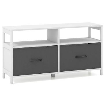 Chest of 2 drawers and 2 open shelves, Gray/white, 39.5 × 21 × 12 inches