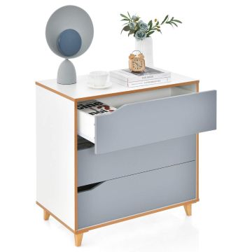 Chest of drawers, 3 drawers, White/grey, 75 × 75 × 42 cm