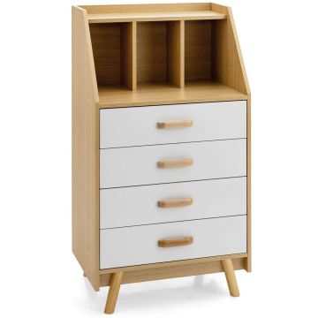Chest of drawers, 4 drawers, 3 open shelves, 24 × 44 × 16 inches