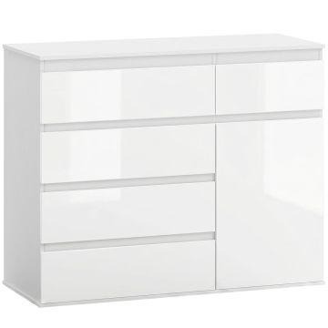Kummut, 5 sahtlit, Valge, 100 × 80 × 40 cm