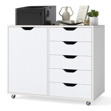 Chest of 5 drawers and cabinet, White, 78 × 40 × 65 cm