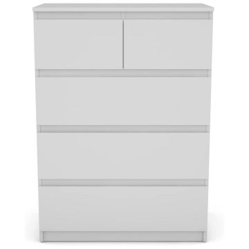 Chest of 5 drawers, White, 75 × 104 × 42 cm