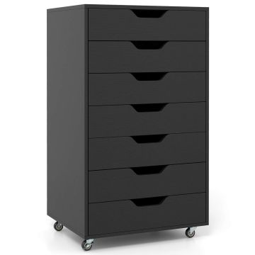 Chest of 7 drawers, Black, 49 × 87 × 40 cm