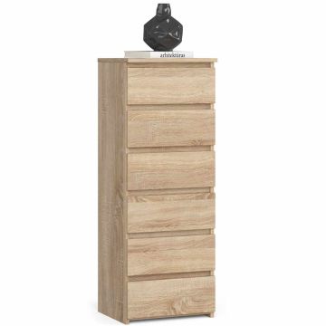 Kummut AKORD CL6/40, 6 sahtliga, tammevärvi, 40 × 109 × 35 cm