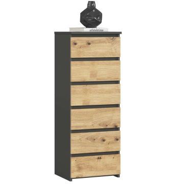 Kummut AKORD CL6, 6 sahtlit, hall/pruun, 40 × 109 × 35 cm