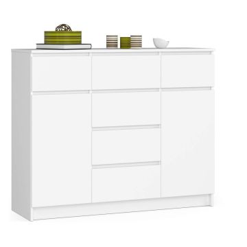 Kummut AKORD K017, 2 ust, 6 sahtlit, Valge, 120 × 99 × 40 cm