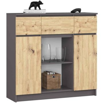 Kummut AKORD K100, 2 ust ja 3 sahtlit, hall/pruun, 101 × 98 × 35 cm