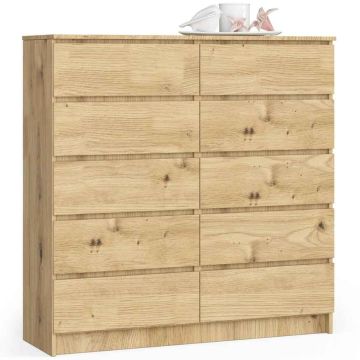 Kummut AKORD K120, 10 sahtliga, Pruun, 120 × 121 × 40 cm