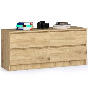 Kummut AKORD K120, 4 sahtliga, Pruun, 120 × 55 × 40 cm