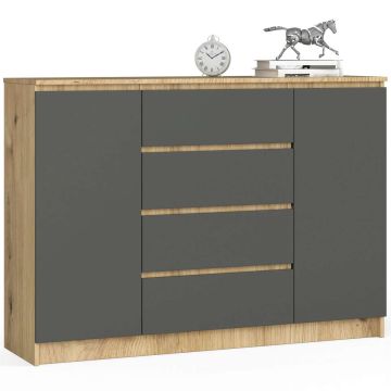 Kummut AKORD K140, 2 ust, 4 sahtlit, pruun/hall, 138 × 99 × 40 cm