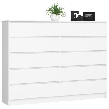 Kummut AKORD K160, 10 sahtliga, Valge, 160 × 121 × 40 cm