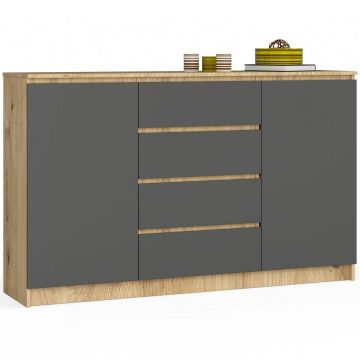 Kummut AKORD K160, 2 ust, 4 sahtlit, pruun/hall, 160 × 99 × 40 cm