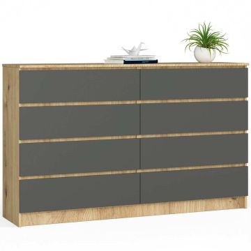 Kummut AKORD K160, 8 sahtlit, pruun/hall, 160 × 99 × 40 cm