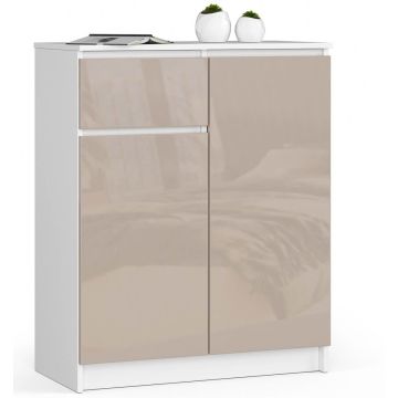Kummut AKORD K80, 2 ust, 1 sahtel, Valge ja beež, 80 × 99 × 40 cm