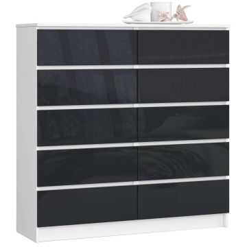 Kummut AkordV2 K120, 10 sahtliga, valge/hall, 120 × 121 × 40 cm