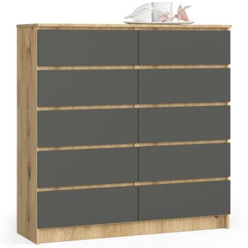 Kummut AkordV2 K120, 10 sahtliga, pruun/hall, 120 × 121 × 40 cm