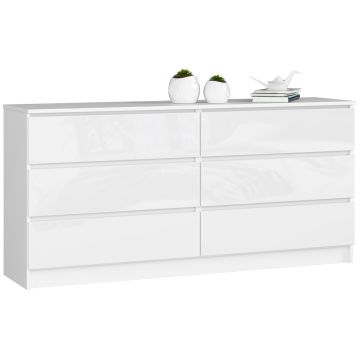 Kummut AkordV2 K160, 6 sahtliga, Valge, 160 × 77 × 40 cm