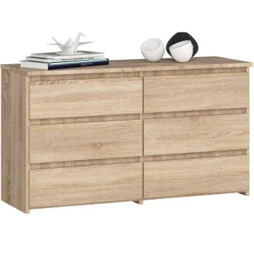 Kummut CL100, 6 sahtlit, tammevärvi, 100 × 57 × 35 cm