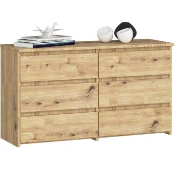 Kummut CL100, 6 sahtliga, tammevärvi, 100 × 57 × 35 cm
