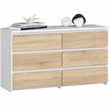Kummut CL100, 6 sahtlit, valge/pruuni/halli värvi, 100 × 57 × 35 cm