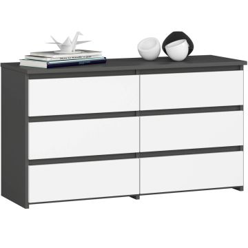 Kummut CL100, 6 sahtliga, hall/valge, 100 × 57 × 35 cm
