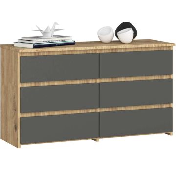 Kummut CL100, 6 sahtliga, hall/pruun, 100 × 57 × 35 cm