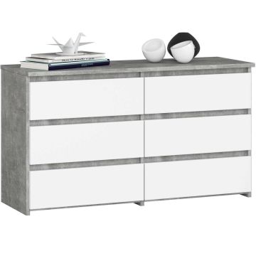 Kummut CL100, 6 sahtliga, halli/valge, 100 × 57 × 35 cm